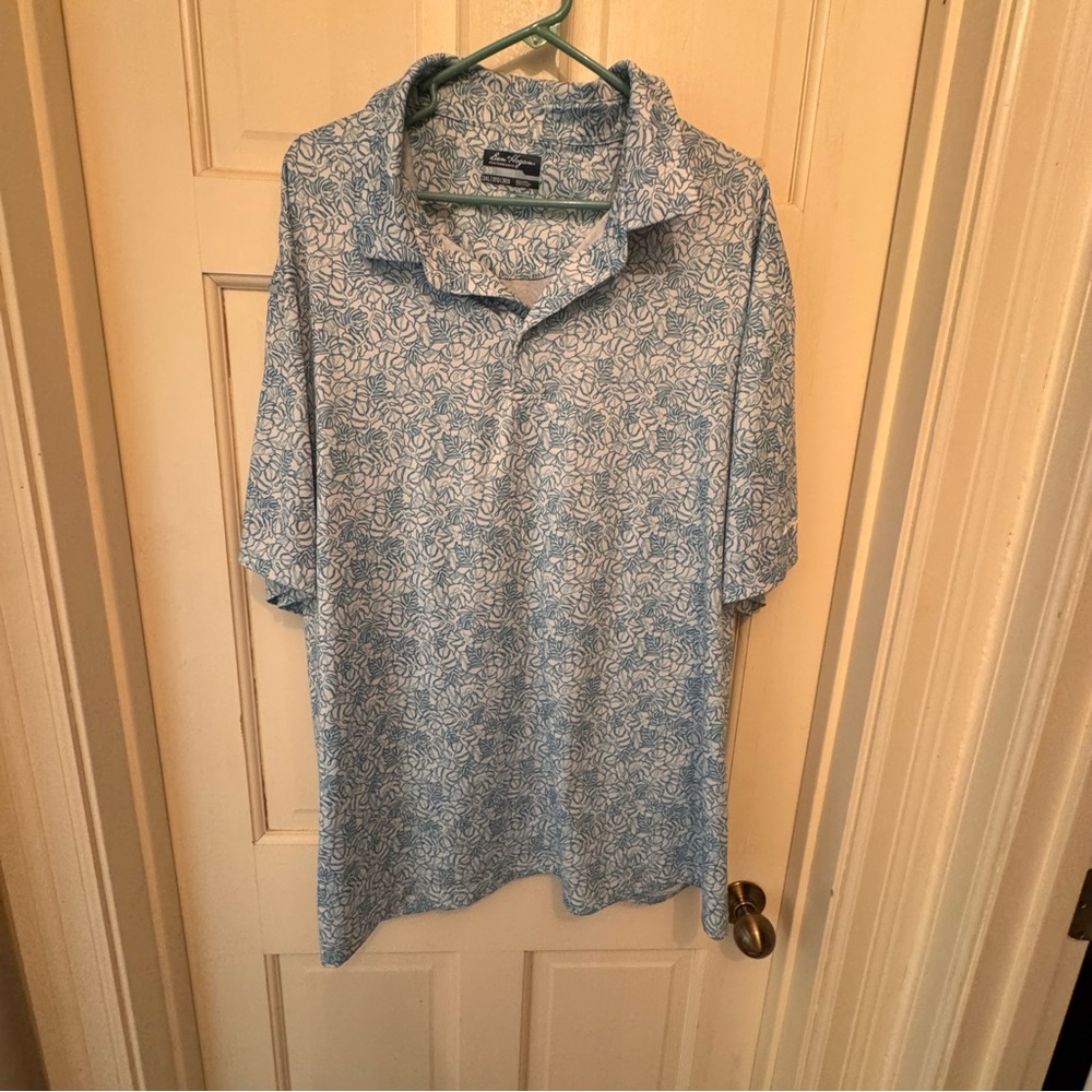 Ben Hogan Blue Patterned Men's Performance Polo Shirt 3XL